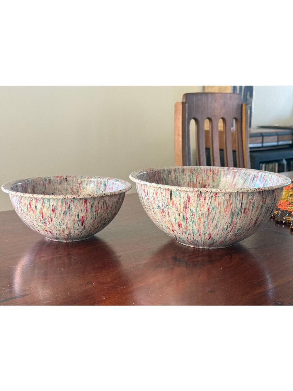 Vintage set of 2 Brookpark Mixing bowls confetti M-1 M-3 MCM Mid Century